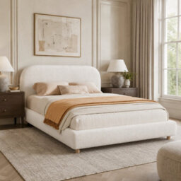 Matteo Double Ottoman Storage Bed Frame, Arched Headboard In Warm White Boucle - thumbnail 6
