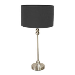 Valuelights Maggie Brushed Chrome Candlestick Table Lamp With Black Fabric Drum Shade And Led Bulb - thumbnail 2
