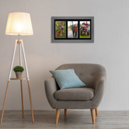 AK Frames 40X20Cm Dark Grey Modern Multi Photo Frame With Black Mount - Holds 3 Apertures (3X) 6X4 Photos - thumbnail 3