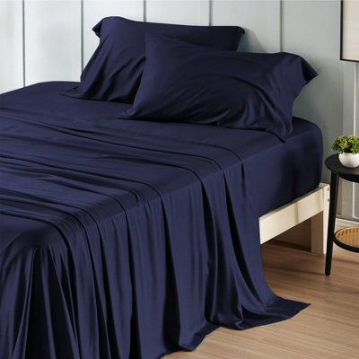 Moonlight Bedding 100% Cotton Hotel Quality Flat Bed Sheet, Top Sheet For Guest House, Spa & Airbnb (Navy, Single, 175X275 Cm) - image 1