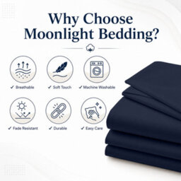 Moonlight Bedding 100% Cotton Hotel Quality Flat Bed Sheet, Top Sheet For Guest House, Spa & Airbnb (Navy, Single, 175X275 Cm) - thumbnail 4
