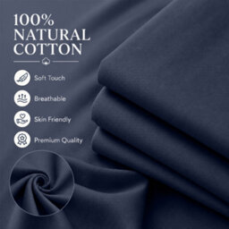 Moonlight Bedding 100% Cotton Hotel Quality Flat Bed Sheet, Top Sheet For Guest House, Spa & Airbnb (Navy, Single, 175X275 Cm) - thumbnail 3