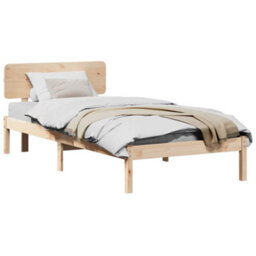 Walplus Bed Frame With Headboard Natural 90 X 200 Cm Solid Pine Wood - thumbnail 3