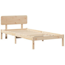 Walplus Bed Frame With Headboard Natural 90 X 200 Cm Solid Pine Wood - thumbnail 2