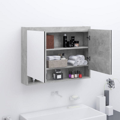 Berkfield Bathroom Mirror Cabinet 80X15X60 Cm Mdf Concrete Grey - image 1