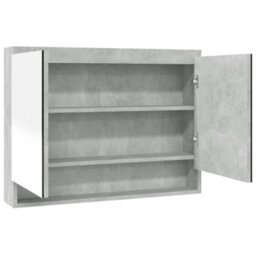 Berkfield Bathroom Mirror Cabinet 80X15X60 Cm Mdf Concrete Grey - thumbnail 2