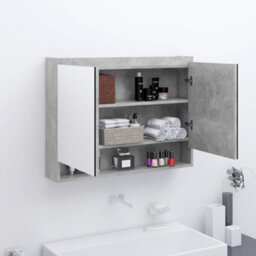 Berkfield Bathroom Mirror Cabinet 80X15X60 Cm Mdf Concrete Grey