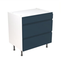 Kitchen Kit 3 Drawer Base Unit 800mm W/ J-Pull Cabinet Door - Ultra Matt Indigo Blue