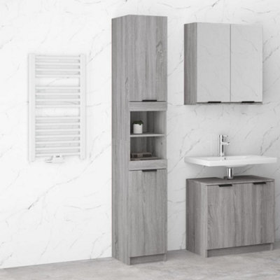 Berkfield Bathroom Cabinet Grey Sonoma 32X34X188.5 Cm Engineered Wood - image 1