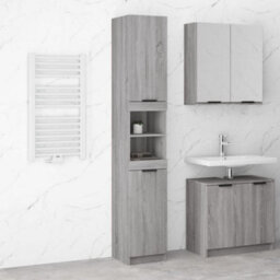 Berkfield Bathroom Cabinet Grey Sonoma 32X34X188.5 Cm Engineered Wood - thumbnail 1