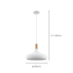 Eglo Sabinar White Metal/wood Single Pendant Light 901179 - thumbnail 3