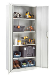 MMT Funiture Designs Metal Storage Cabinet With Lock Tall Grey Cupboard, 4 Shelves 180Cm - thumbnail 4