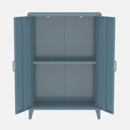 Sweeek - Metal Sideboard Cabinet With 2 Storage Compartments Industrial-Style Grey Blue 75X33X110 Cm - Soho - thumbnail 3