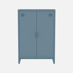 Sweeek - Metal Sideboard Cabinet With 2 Storage Compartments Industrial-Style Grey Blue 75X33X110 Cm - Soho - thumbnail 2