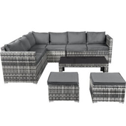 HomeTouch Rattan Garden Furniture Corner Sofa Set, 8 Seater Outdoor Patio Corner Sofa With Coffee Table - thumbnail 7