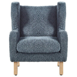 Wyld And Coco Littlelux Bouclé Armchair For Children Dark Blue - Compact Kids Chair With Armrests - thumbnail 1