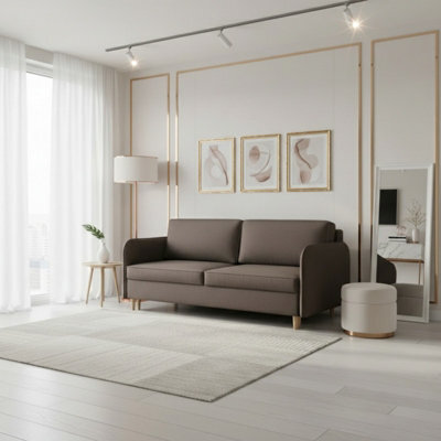 Gaja 209Cm Modern Sofa Bed With Storage Dl Mechanism Comfortable Fold Out Couch With Durable Hydrophobic Fabric Brown - image 1