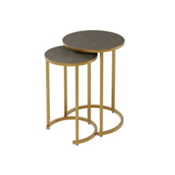Wyld Haus Florence Nesting Tables - Bronze Shagreen Tops And Brushed Gold Hairpin Legs - thumbnail 3