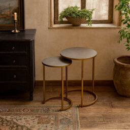 Wyld Haus Florence Nesting Tables - Bronze Shagreen Tops And Brushed Gold Hairpin Legs - thumbnail 1