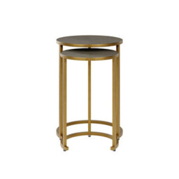 Wyld Haus Florence Nesting Tables - Bronze Shagreen Tops And Brushed Gold Hairpin Legs - thumbnail 4