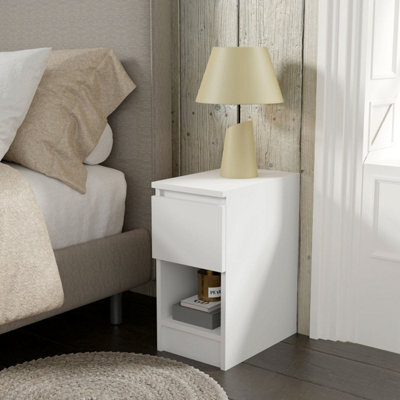 Arte Maja 25Cm Bedside Table - White Matt, Slim Nightstand With One Drawer - image 1