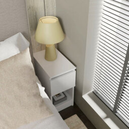 Arte Maja 25Cm Bedside Table - White Matt, Slim Nightstand With One Drawer - thumbnail 6