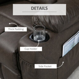 Homcom Manual Recliner Chair With Footrest, Cup Holder, Swivel Base, Brown - thumbnail 6