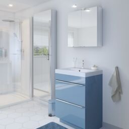 GoodHome Imandra Tall Matt Mirror Effect Double Bathroom Cabinet Mirrored (H)900mm (W)600mm - thumbnail 4