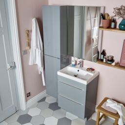 GoodHome Imandra Tall Matt Mirror Effect Double Bathroom Cabinet Mirrored (H)900mm (W)600mm - thumbnail 6