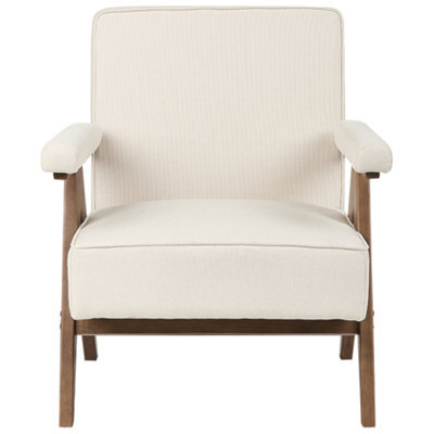Wyld And Coco Luxehaven Armchair Light Beige - Retro Minimalist Design With Pillow-Top Armrests - image 1