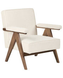Wyld And Coco Luxehaven Armchair Light Beige - Retro Minimalist Design With Pillow-Top Armrests - thumbnail 3