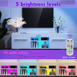 High Gloss Tv Stand Cabinet W/ Led Rgb Lights, Remote Control And Cfojekgandhwdn - thumbnail 5