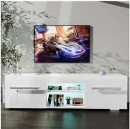 High Gloss Tv Stand Cabinet W/ Led Rgb Lights, Remote Control And Cfojekgandhwdn - thumbnail 6