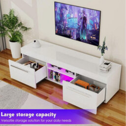 High Gloss Tv Stand Cabinet W/ Led Rgb Lights, Remote Control And Cfojekgandhwdn - thumbnail 4