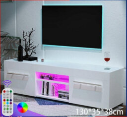 High Gloss Tv Stand Cabinet W/ Led Rgb Lights, Remote Control And Cfojekgandhwdn - thumbnail 2