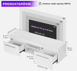 High Gloss Tv Stand Cabinet W/ Led Rgb Lights, Remote Control And Cfojekgandhwdn - thumbnail 3