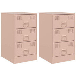 Berkfield Bedside Cabinets 2 Pcs Pink 34.5X39X62 Cm Steel - thumbnail 2