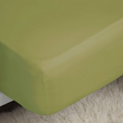 Belledorm Easycare Percale Fitted Sheet Olive (Double)
