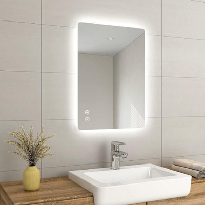 Emke Bathroom Bluetooth Mirrors With Shaver Socket, Led Mirrors With Extra Fuse, Dimmable & Demister, 500X700mm - image 1