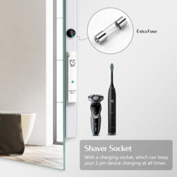 Emke Bathroom Bluetooth Mirrors With Shaver Socket, Led Mirrors With Extra Fuse, Dimmable & Demister, 500X700mm - thumbnail 7