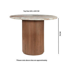 Ajmer Round Marble Real Stone Dining Table 4 To 6 Seater 100Cm - thumbnail 5