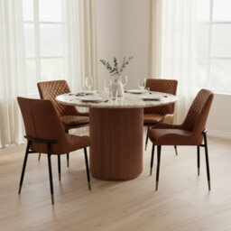 Ajmer Round Marble Real Stone Dining Table 4 To 6 Seater 100Cm