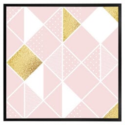 "Andrew Lee Pink & Gold Geometric (Picutre Frame) / 12X12"" / Oak" - thumbnail 9
