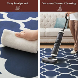 Ameha Printed Rugs Ava Navy Bedroom Carpet Hallway Non Slip Geometric Moroccan Trellis Pattern Rug 120 X 170 Cm - thumbnail 5
