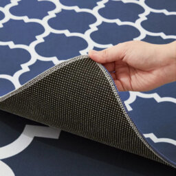 Ameha Printed Rugs Ava Navy Bedroom Carpet Hallway Non Slip Geometric Moroccan Trellis Pattern Rug 120 X 170 Cm - thumbnail 7