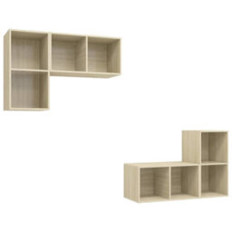 Berkfield Wall-Mounted Tv Cabinets 4 Pcs Sonoma Oak Engineered Wood - thumbnail 2