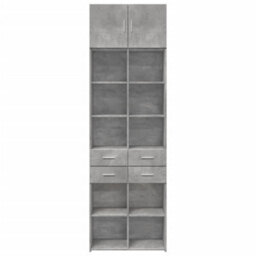 Berkfield Storage Cabinet Concrete Grey 70X42.5X225 Cm Engineered Wood - thumbnail 4