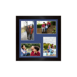AK Frames 12X12 Matte Black Modern Multi Photo Frame With Blue Mount - Holds 4 Apertures (4X) 6X4 Photos - thumbnail 1