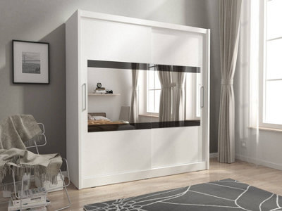 Arte Maja Iv Mirrored Sliding Door Wardrobe 180Cm In White - image 1