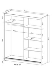 Arte Maja Iv Mirrored Sliding Door Wardrobe 180Cm In White - thumbnail 4